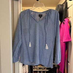 Duffield Lane Blue and White Polka Dot Blouse